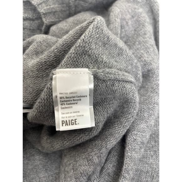 NWT Paige Laurel Sweater 100% Cashmere bell sleeve grey mock neck woman's size M - Picture 6 of 7